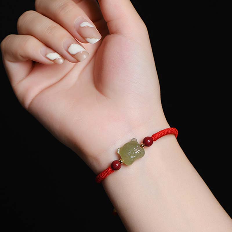 KarmaRipple's Jade Cinnabar Fortunate Tiger String Bracelet p6