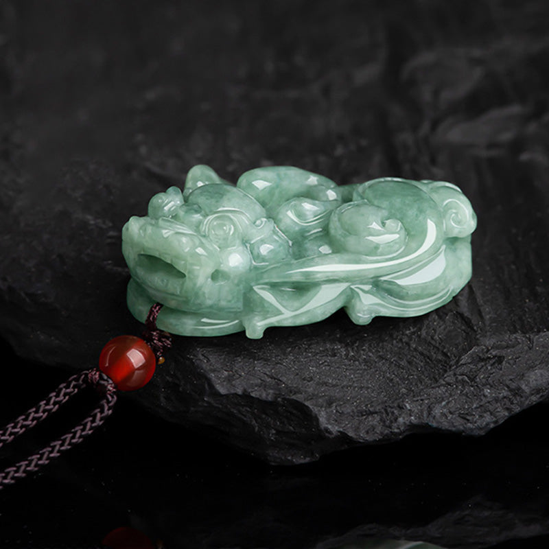 KarmaRipple's Jade PiXiu Wealth Fortune String Pendant Necklace p2