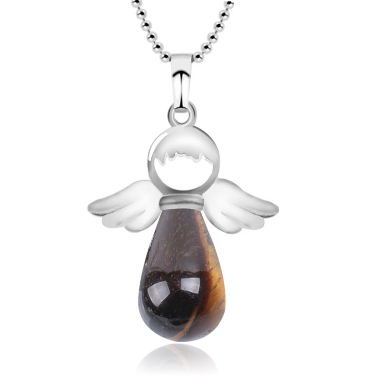 KarmaRipple's Little Angel Wings Authentic Gemstone Fortune Pendant Necklace p46