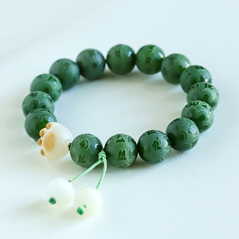KarmaRipple's Bodhi Seed Om Mani Padme Hum Carved Balance Bracelet p5