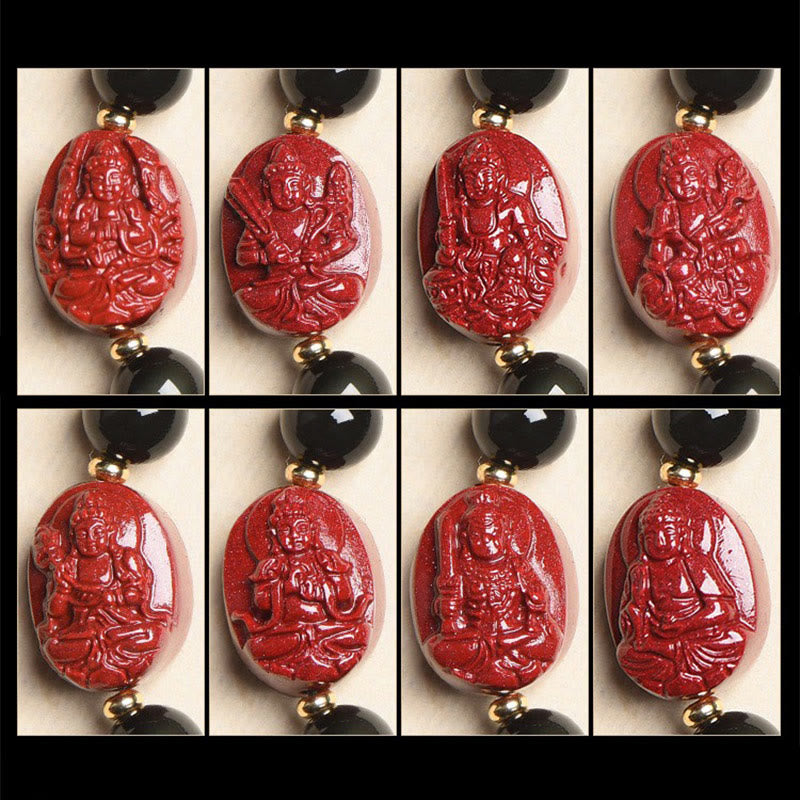 KarmaRipple's Chinese Zodiac Natal Buddha Authentic Black Obsidian Cinnabar Purification Bracelet p33