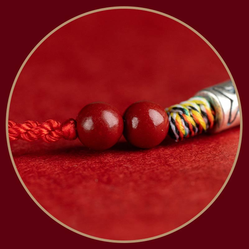 KarmaRipple's 925 Sterling Silver Koi Fish Cinnabar Bead Wealth Handcrafted Woven Bracelet Anklet p12