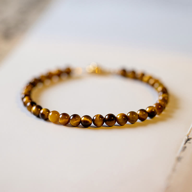 KarmaRipple's 14K Gold Plated Authentic Tiger Eye Stone Courage Protection Bracelet p12