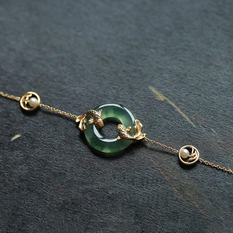 KarmaRipple's Cyan Jade Koi Fish Balancing Balance Bracelet p10