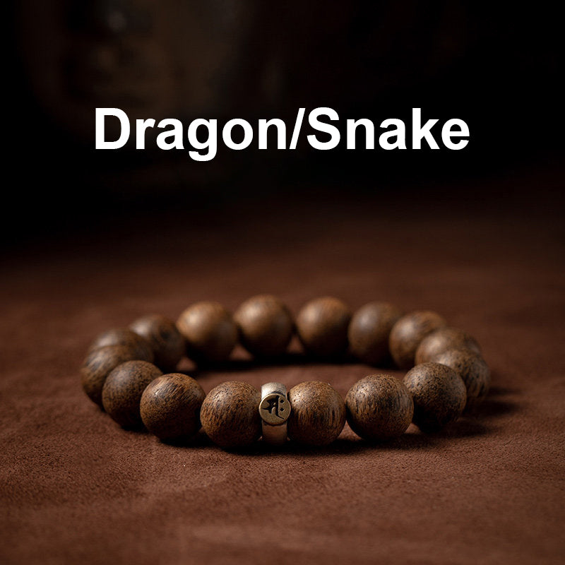 KarmaRipple's Chinese Zodiac Natal Buddha Authentic Agarwood Silver Peace Calm Bracelet p30