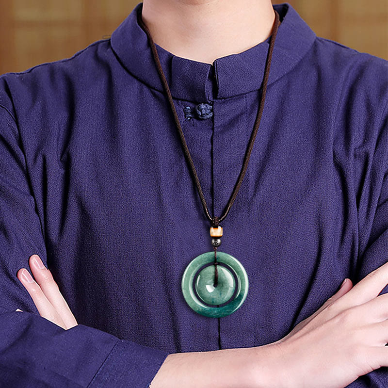 KarmaRipple's Authentic Round Jade Peace Buckle Fortune Prosperity Pendant Necklace p7