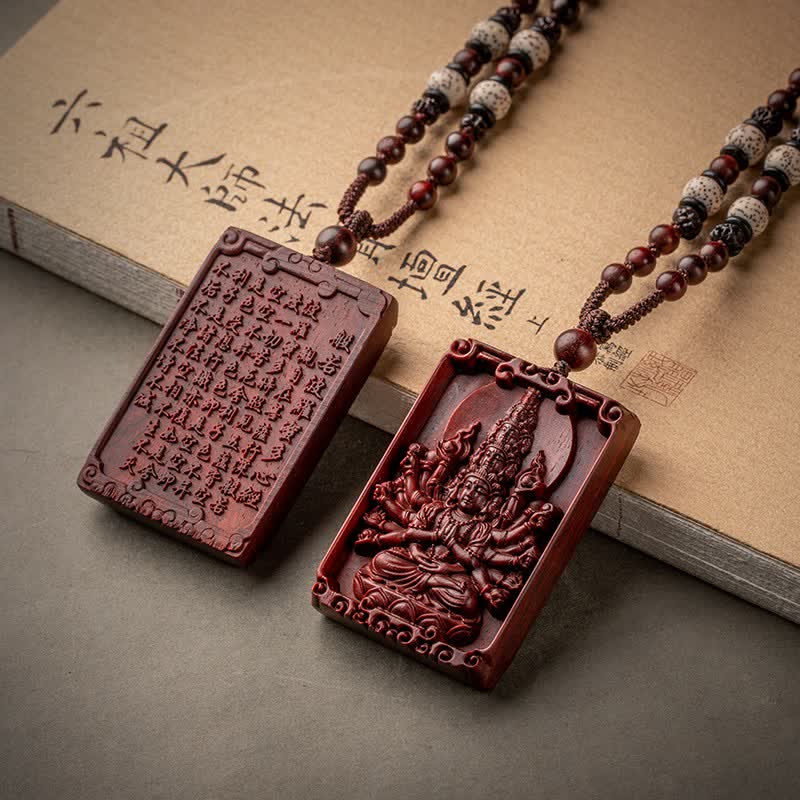 KarmaRipple's Chinese Zodiac Natal Buddha Small Leaf Red Sandalwood Protection Pendant Necklace p11
