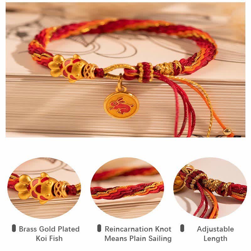 KarmaRipple's Chinese Zodiac Handmade Koi Fish String Protection Reincarnation Weave Braid Bracelet p18
