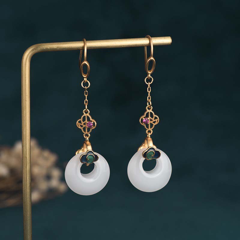 KarmaRipple's FengShui Ivory Jade Blessing Drop Earrings p29