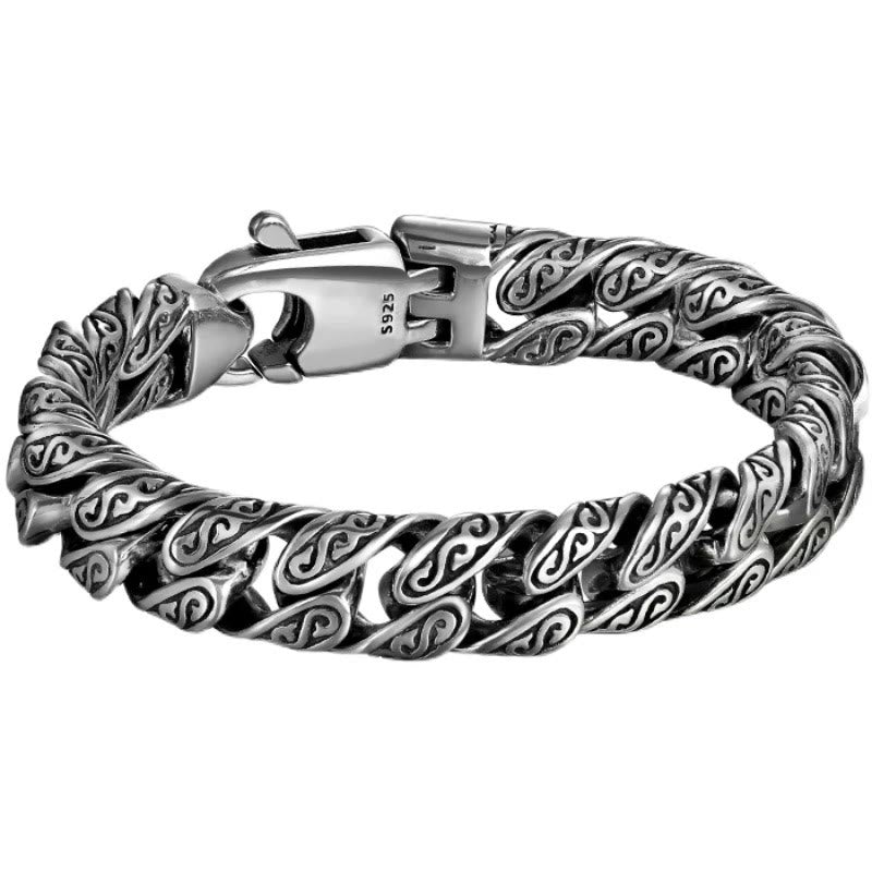 KarmaRipple's Vintage Tang Dynasty Flower Design Carved Fortune Bracelet p6