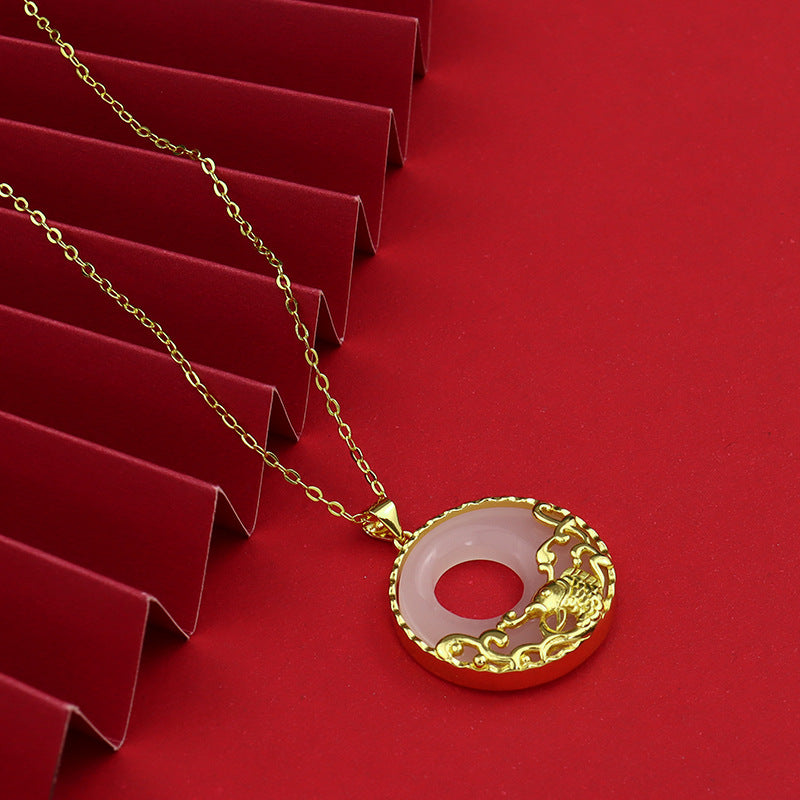 KarmaRipple's Ivory Jade Koi Fish Titanium Steel Prosperity Pendant Necklace p2