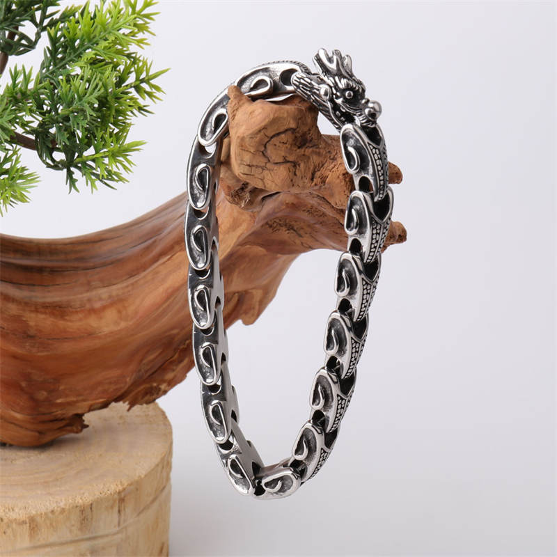 KarmaRipple's Dragon Titanium Steel Fortune Bracelet Bangle p3
