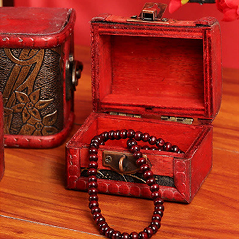 KarmaRipple's Retro Small Wood Jewelry Box Lotus Golden Grape Bronze Coin Daffodil Grass Flower Jewelry Storage Box p17