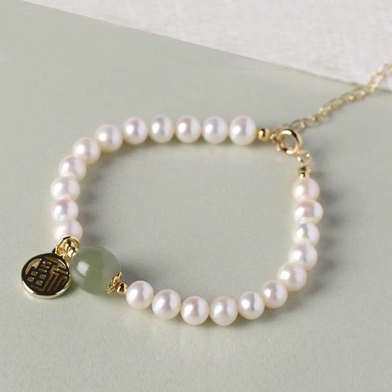 KarmaRipple's Authentic Pearl Hetian Jade Happiness Balancing Bead Bracelet p5