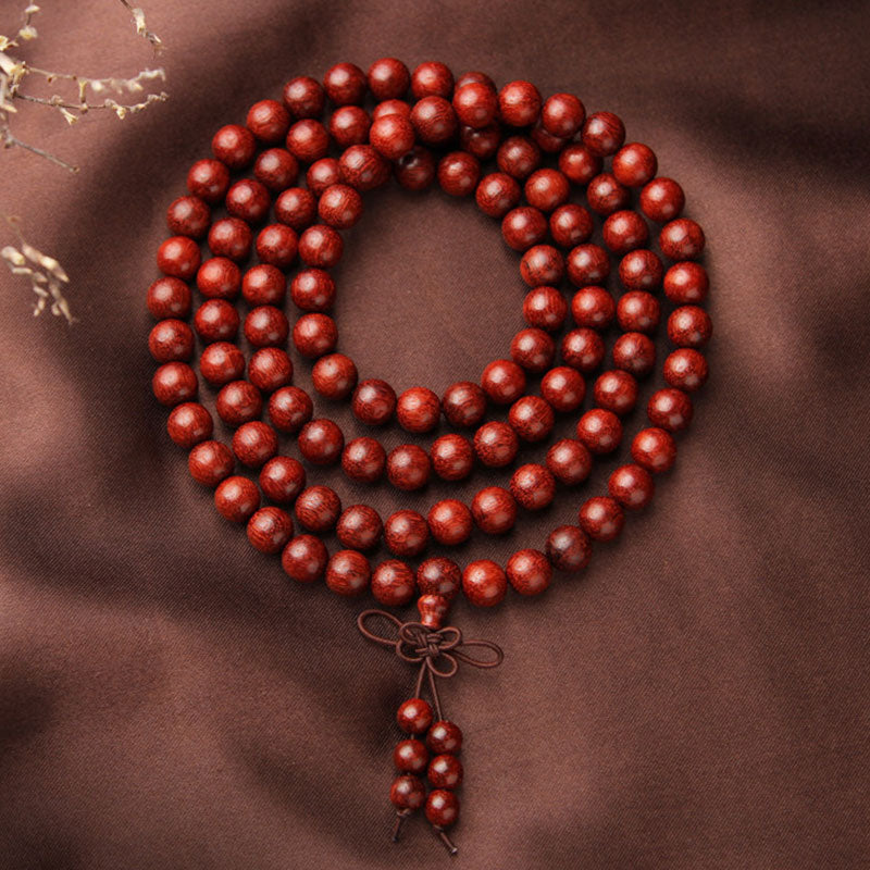 KarmaRipple's Tibetan Small Leaf Red Sandalwood 108 Beadwork Mala Meditation Bracelet p4