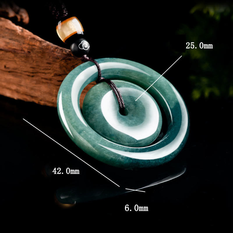 KarmaRipple's Authentic Round Jade Peace Buckle Fortune Prosperity Pendant Necklace p8