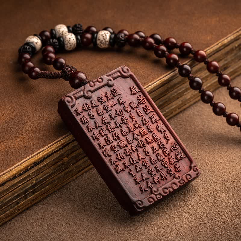 KarmaRipple's Chinese Zodiac Natal Buddha Small Leaf Red Sandalwood Protection Pendant Necklace p10