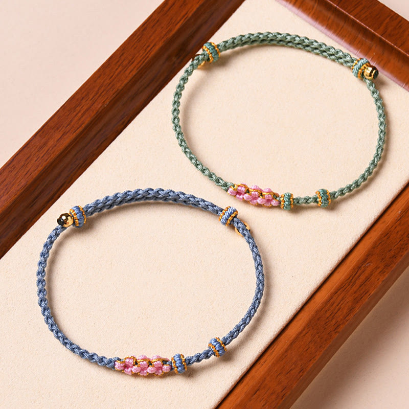 KarmaRipple's Handmade Peach Blossom Protection Woven Rope Bracelet p23