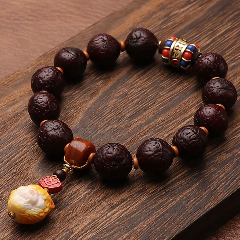 KarmaRipple's Tibetan Bodhi Seed Agate Bead Fortune Wealth Tassel Talisman Wrist Mala p35