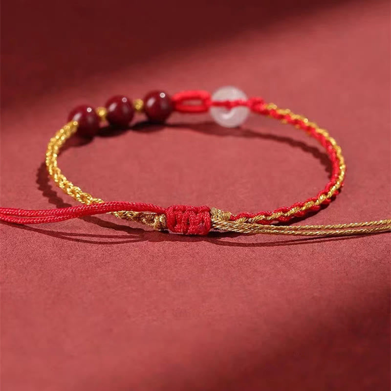 KarmaRipple's Authentic Cinnabar Jade Peace Buckle Blessing Bracelet p6