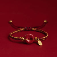 KarmaRipple's Authentic Cinnabar Peace Buckle Fu Character Talisman Blessing Woven Bracelet