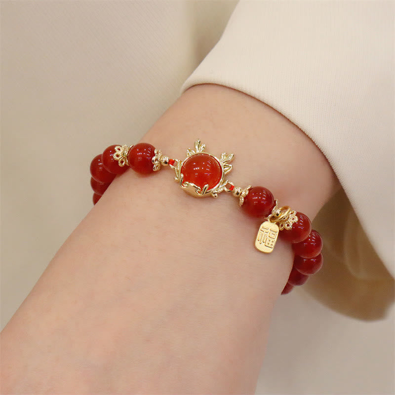 KarmaRipple's Year of the Dragon Red Agate Jade Peace Buckle Fu Character Success Bracelet p14