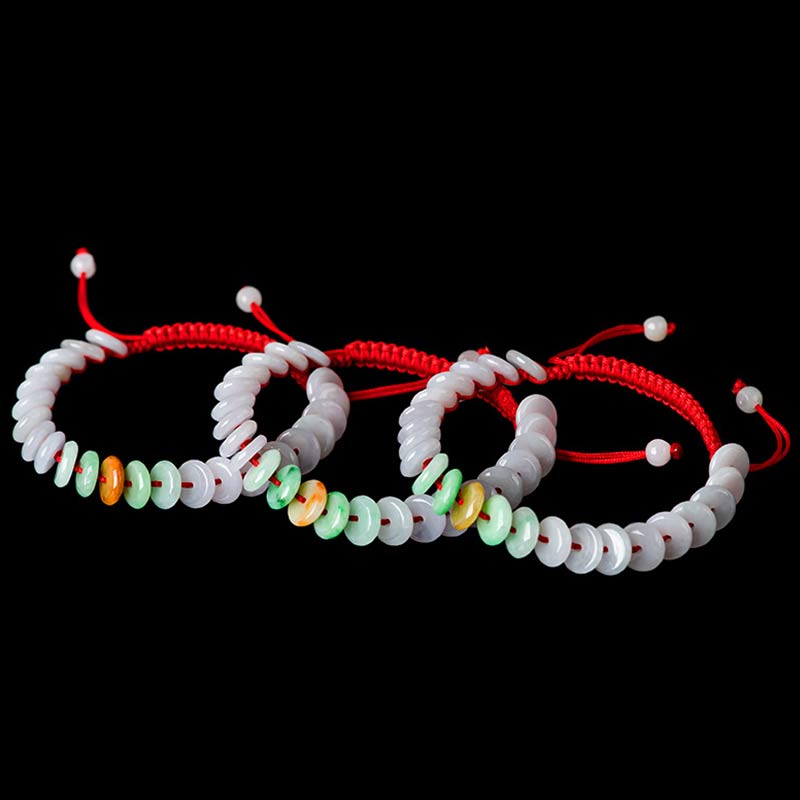 KarmaRipple's Round Jade Fortunate Red String Weave Bracelet p17