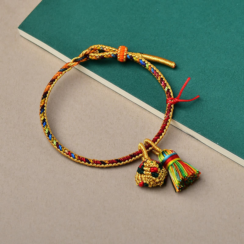 KarmaRipple's Colorful Rope Fortune Handmade Zongzi Golden Ball Talisman Bracelet p8