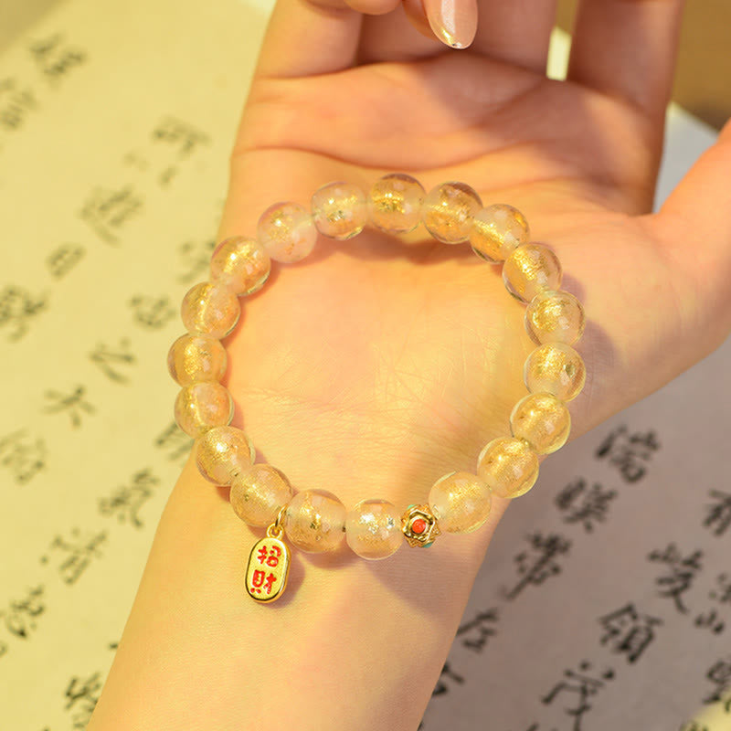 KarmaRipple's Tibetan Incense Ash Liuli Glass Bead Fortunate Fortune Fu Character Talisman Bracelet p8