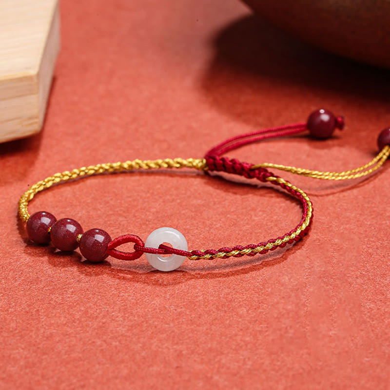 KarmaRipple's Authentic Cinnabar Jade Peace Buckle Blessing Bracelet p9