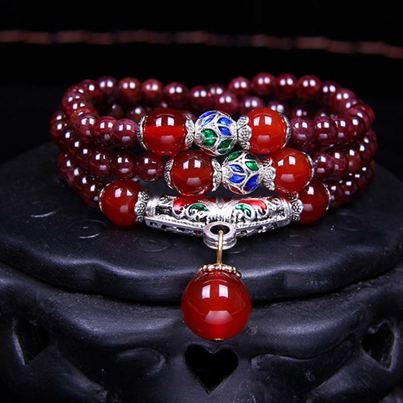 KarmaRipple's Authentic Garnet Red Agate Blessing Balancing Bracelet Pendant Necklace p1
