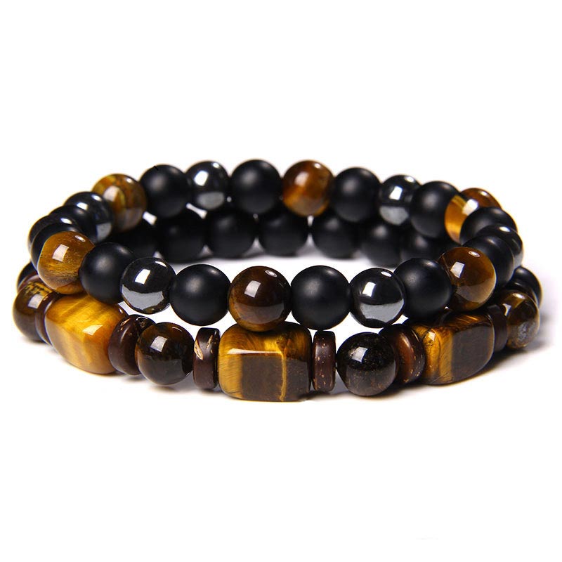 KarmaRipple's Tiger Eye Frosted Stone Hematite Courage Bracelet p17