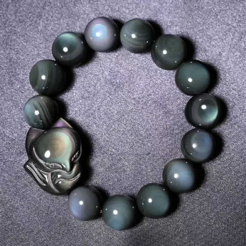 KarmaRipple's Rainbow Obsidian Fox Balancing Positive Bracelet p9