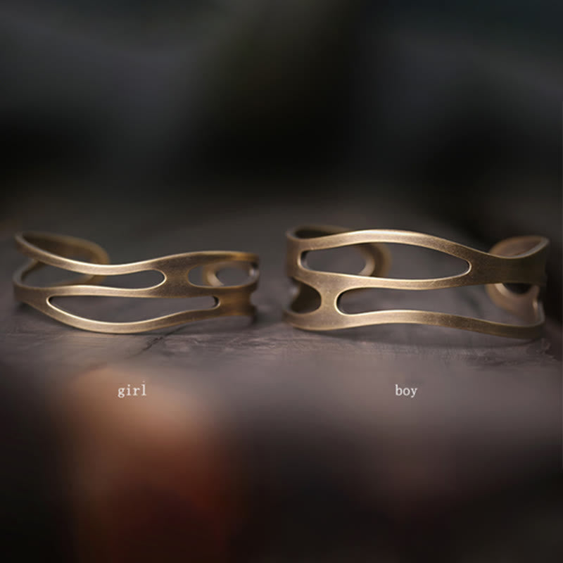 KarmaRipple's Vintage Curved Bronze Brass Wealth Adjustable Cuff Bracelet Bangle p7