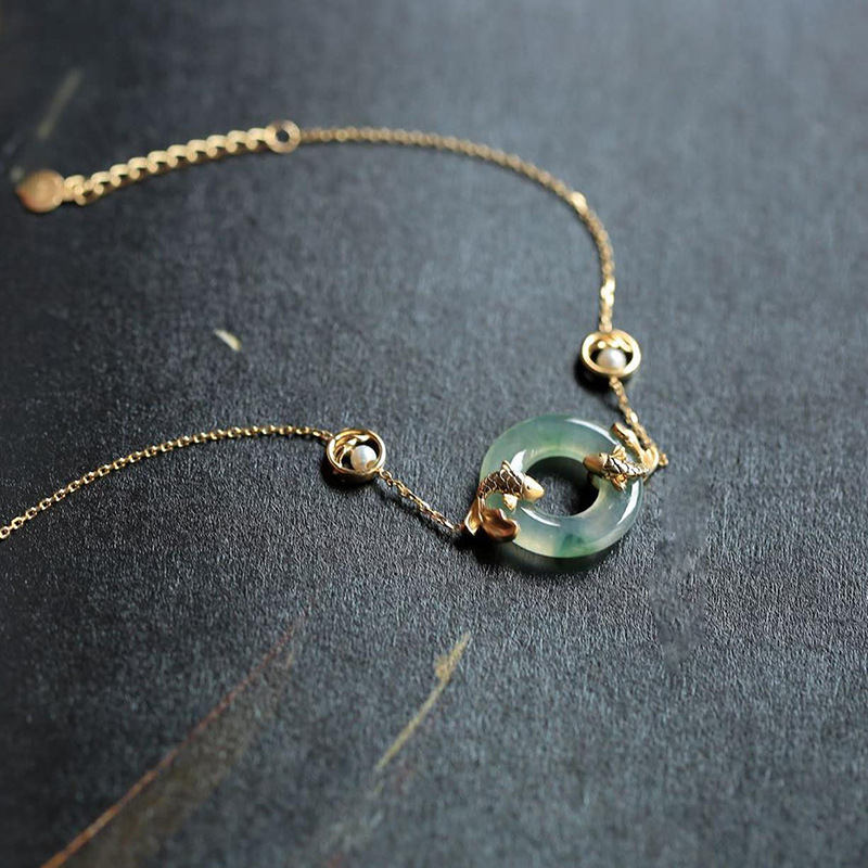 KarmaRipple's Cyan Jade Koi Fish Balancing Balance Bracelet p1