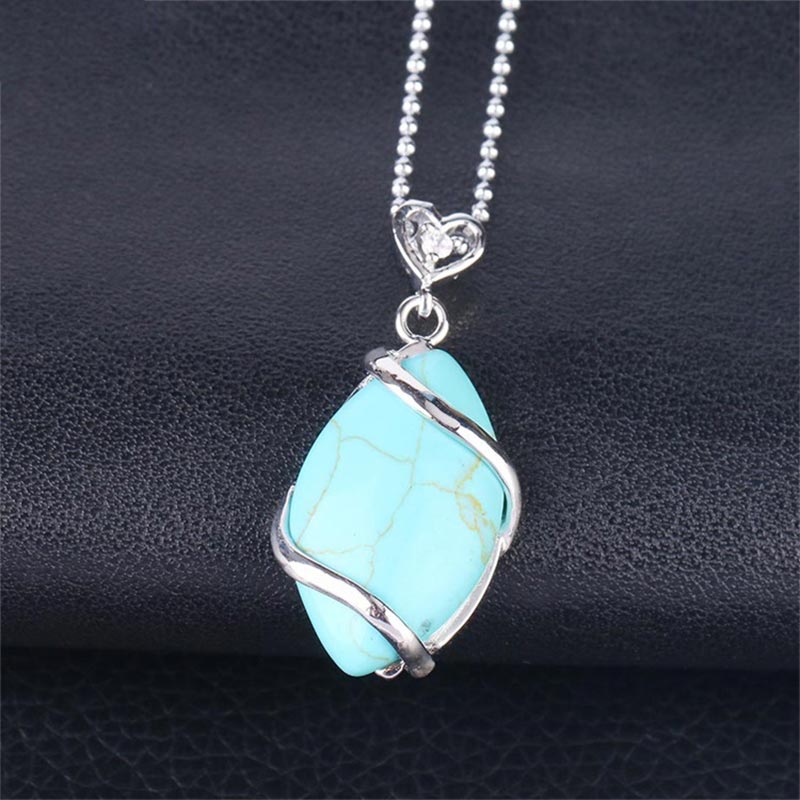 KarmaRipple's Marquise Pattern Authentic Gemstone Stone Talisman Pendant Necklace p48