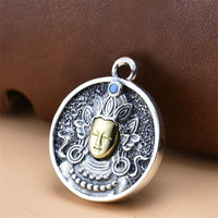 KarmaRipple's 925 Sterling Silver Green Tara Double Dorje Vajra Protection Pendant Necklace