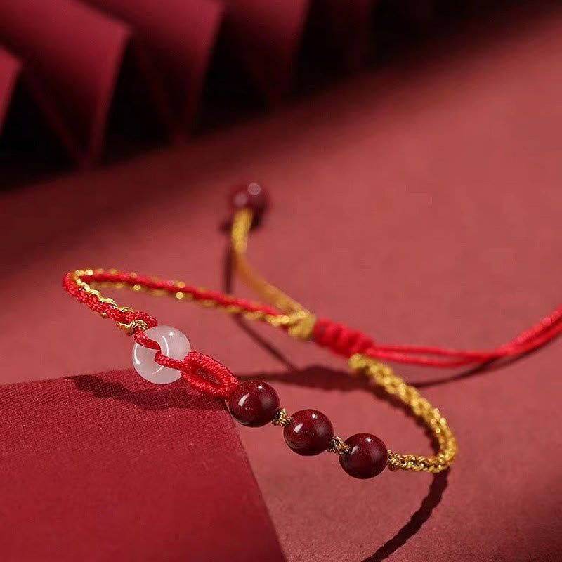 KarmaRipple's Authentic Cinnabar Jade Peace Buckle Blessing Bracelet p8